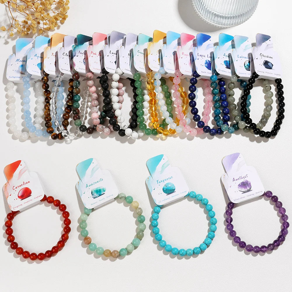 Chakra Colored Natural Stone Beads Bracelet