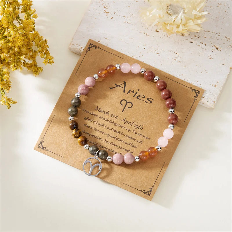 Colorful 12 Constellation Natural Stone Beaded Bracelets
