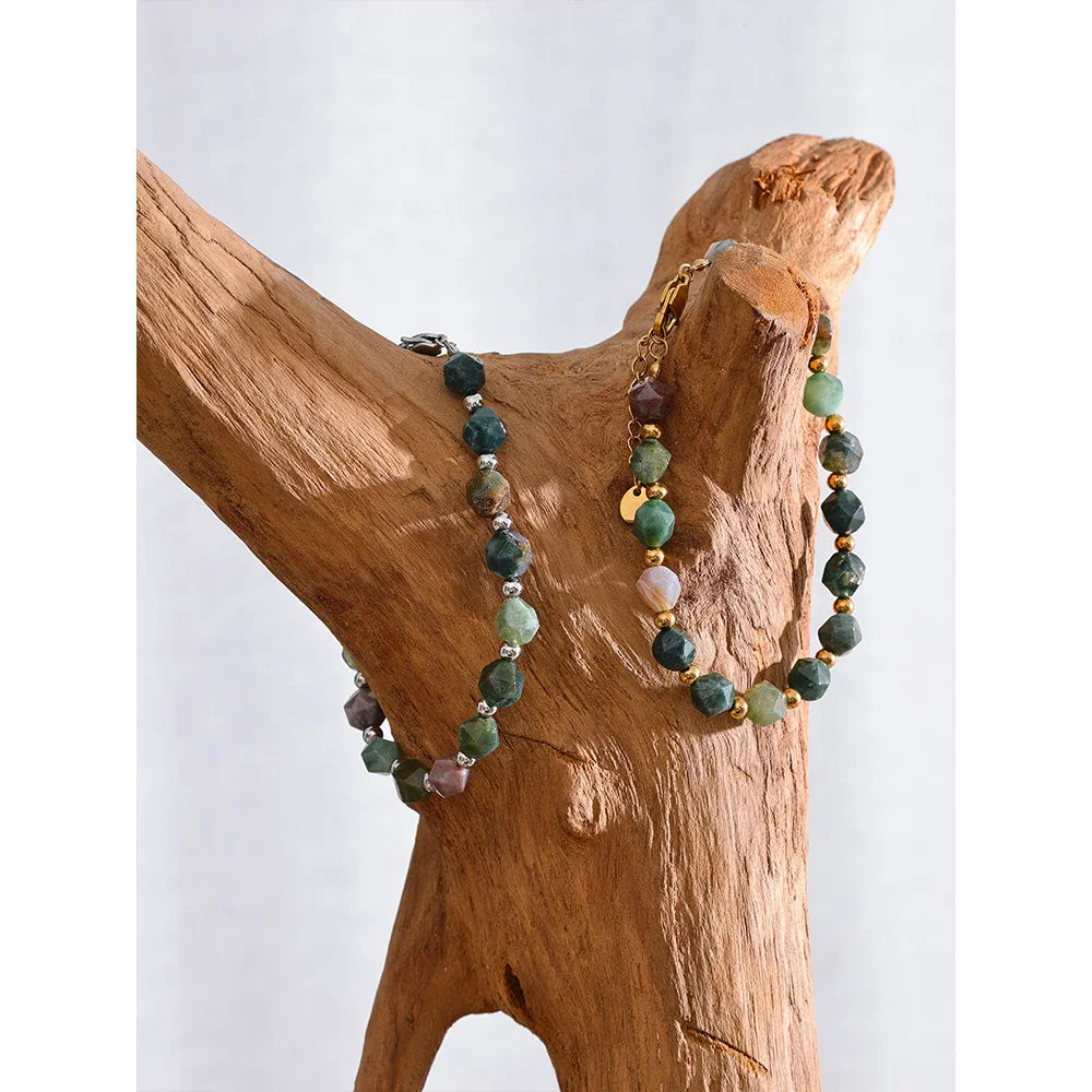 Gorgeous Healing Indian Agate Natural Stone Bracelet