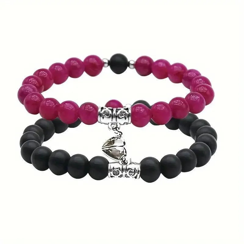 Heart To Heart Natural Stone Bullet Crystal Necklace & Bracelet