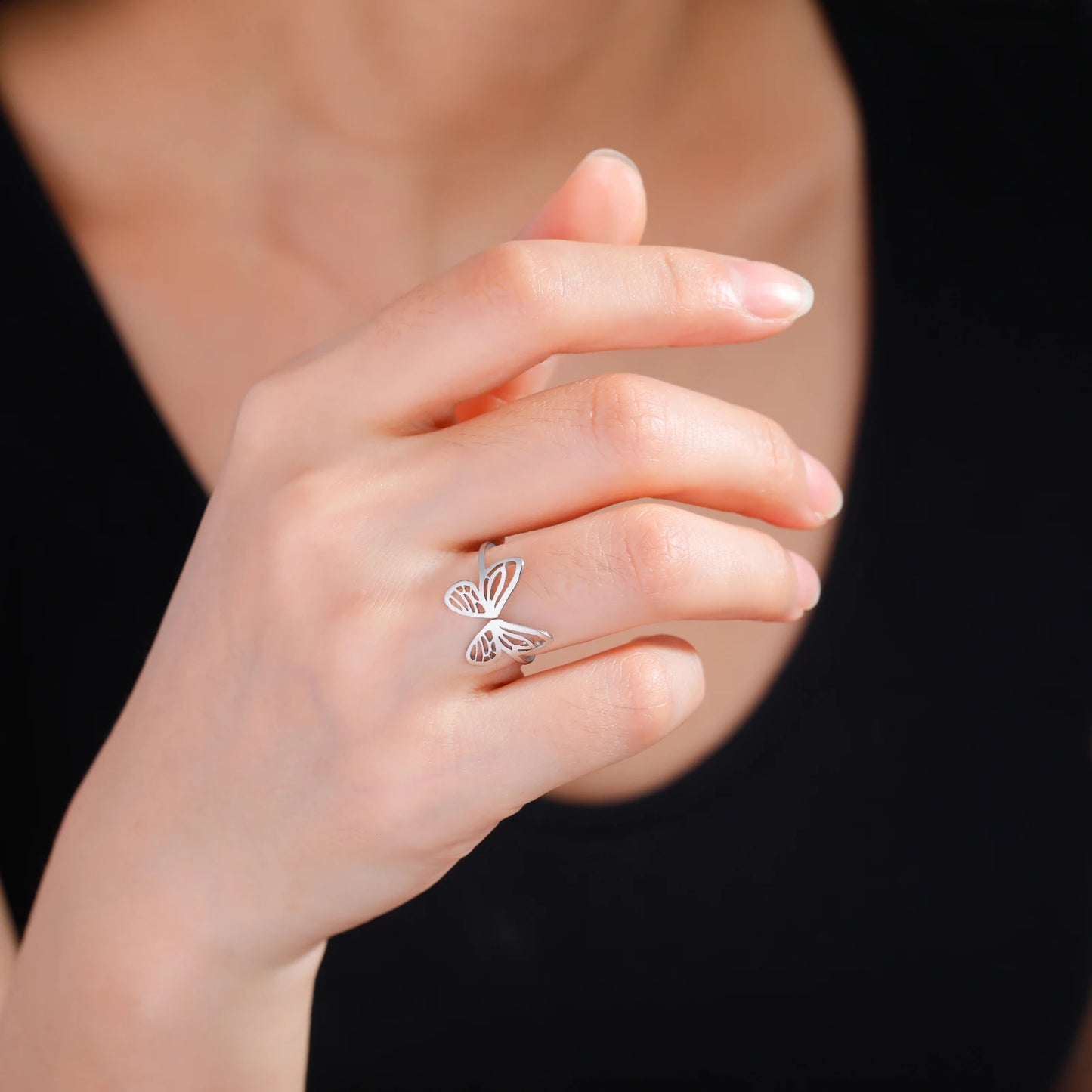 Beautiful Butterfly Open Aesthetic Ring