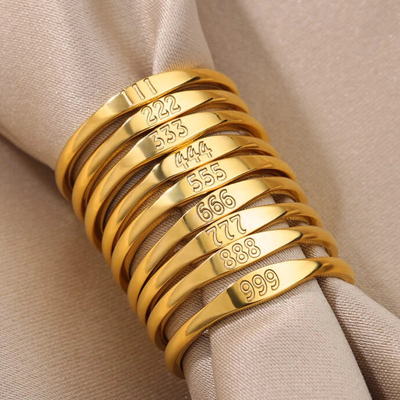 Gold Angel Number Rings