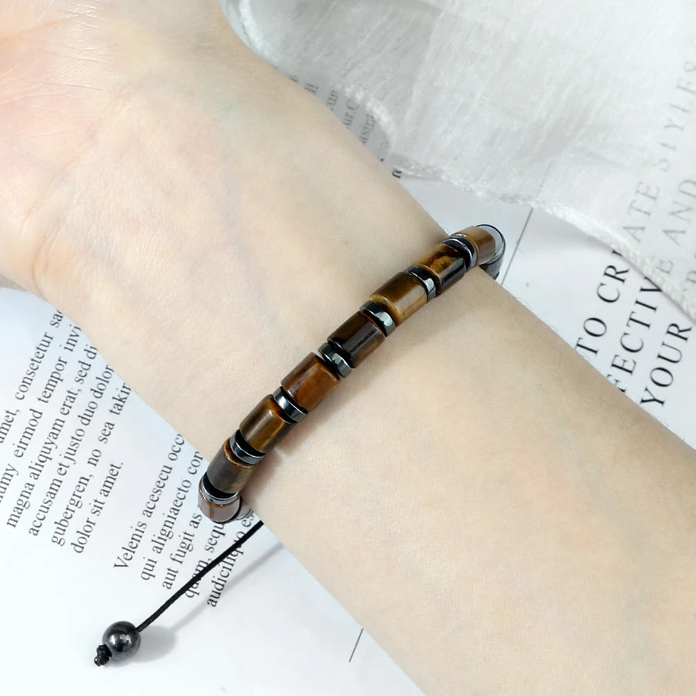 Spacer Glass Cylinder Braided Bracelet