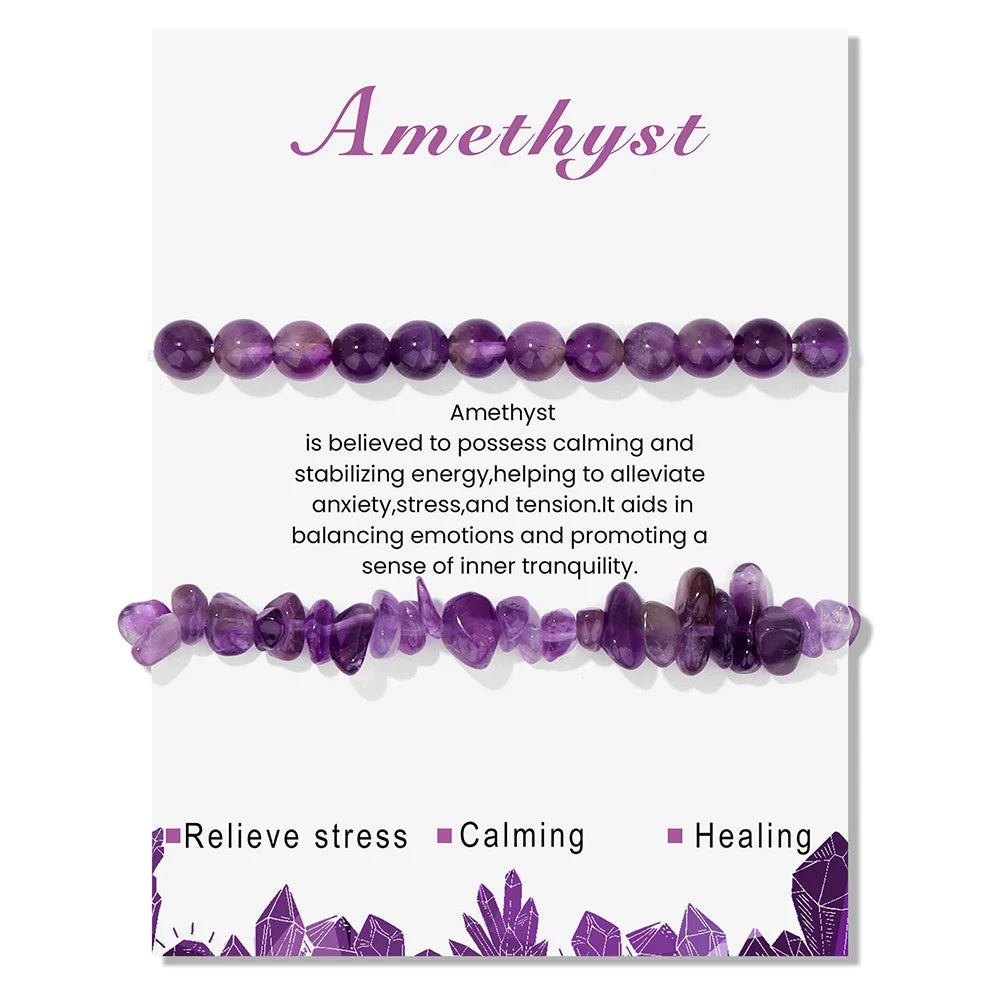 Double Crystal Stone Bracelets With Inspirational Cards