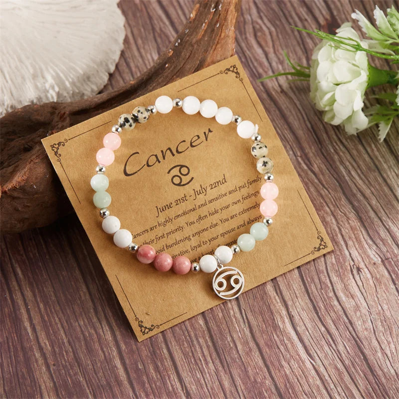 Colorful 12 Constellation Natural Stone Beaded Bracelets