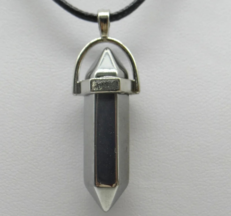 Natural Stone Crystal Hexagonal Pendant Necklace
