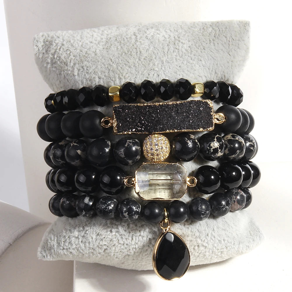 Crystal Glass Druzy Bracelet Dorp Charms Bracelets Sets