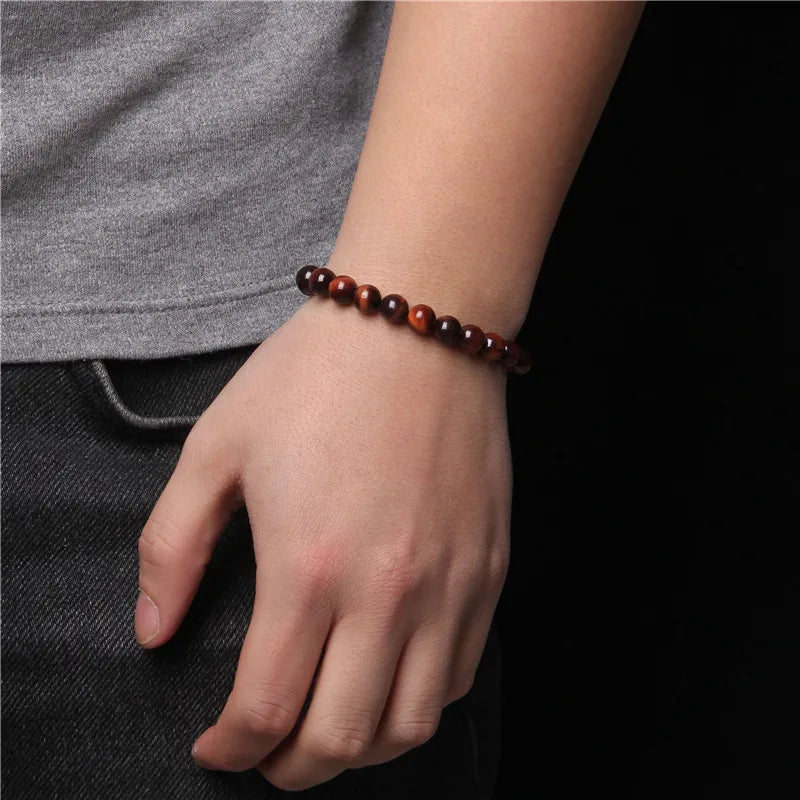 Cool Royal 5 Star Natural Stone Tiger Eye Beaded Bracelets