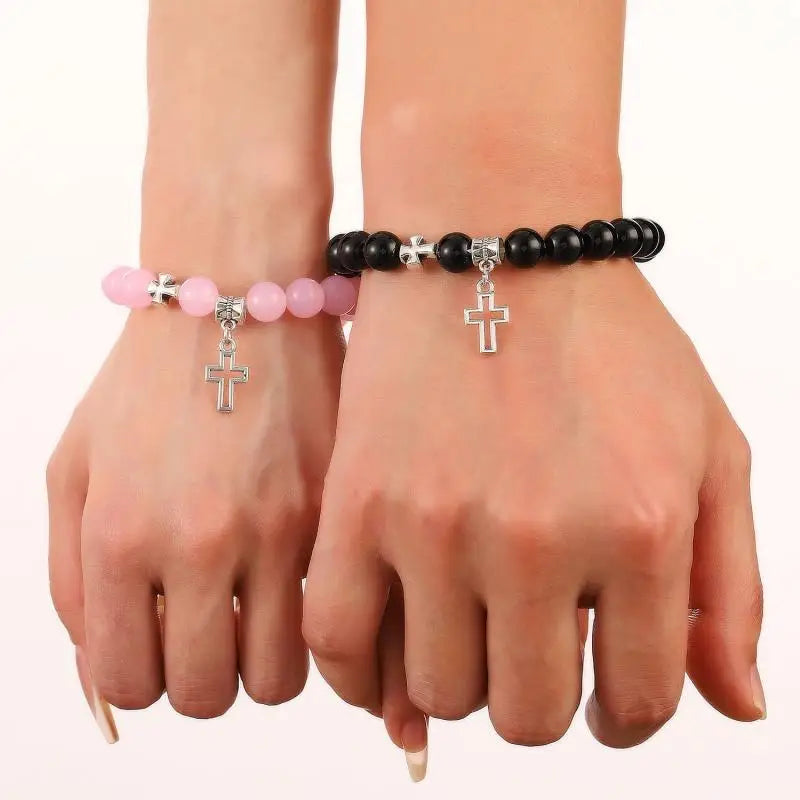 Kindred Spirit Twin 2Pcs/Set Natural Stone Cross Bracelets