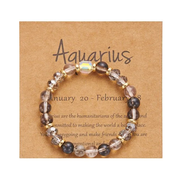 Gorgeous Glass 12 Zodiac Crystal Beaded Bracelet
