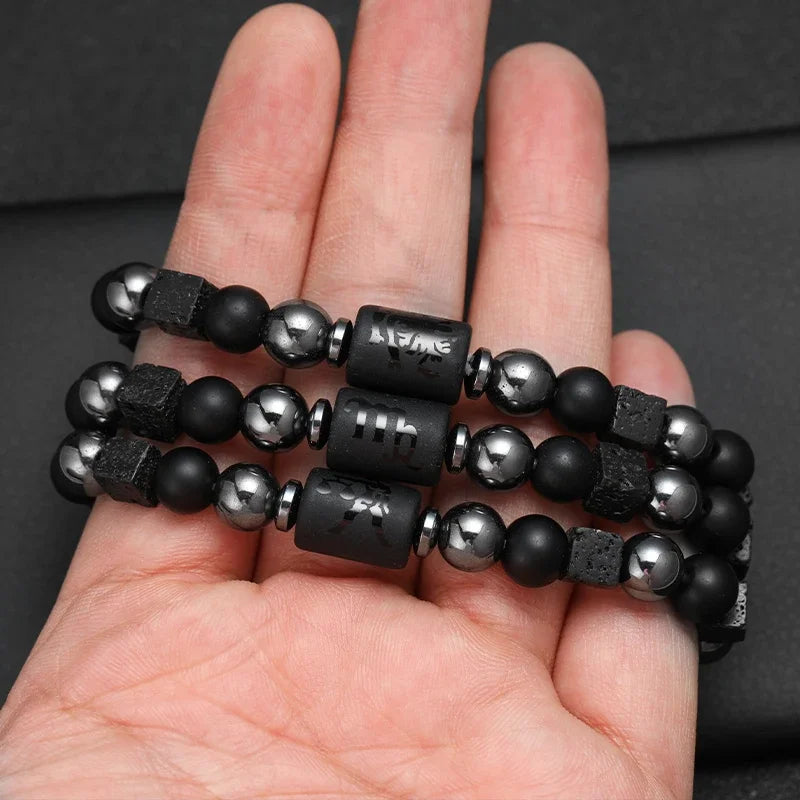 Obsidian Natural Stone 12 Zodiac Signs Bracelets