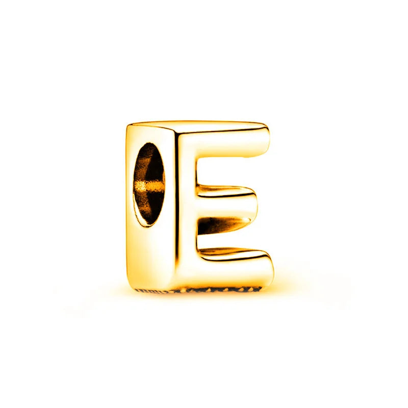 Beautiful Solid Gold plated 26 Letters A-Z Glossy Charm Beads