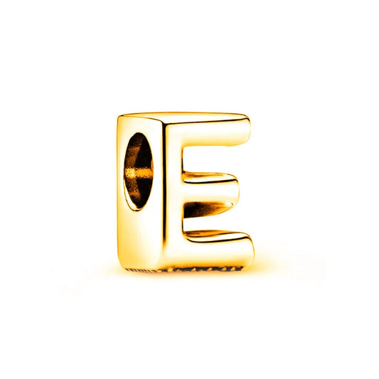 Beautiful Solid Gold plated 26 Letters A-Z Glossy Charm Beads