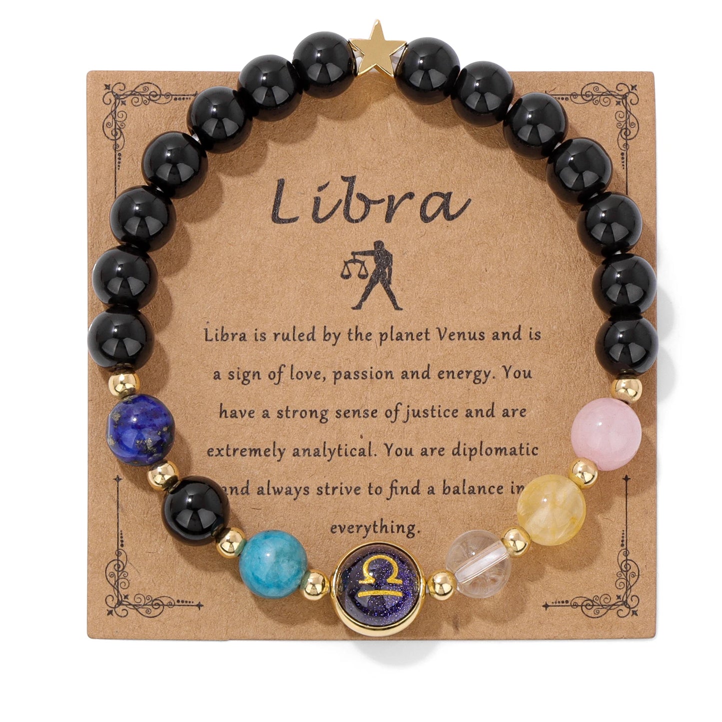 Mysterious Constellation Sign Zodiac Star Charm Bracelet With Card