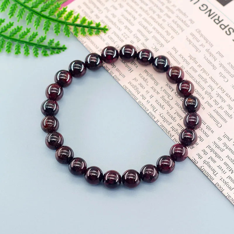 Garnet Stone Wine Red Bead Bracelet