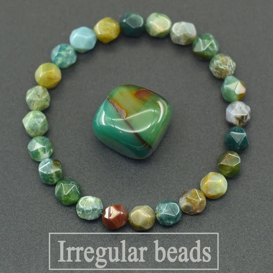 Colorful Indian Agate Bead Crystal Bracelet