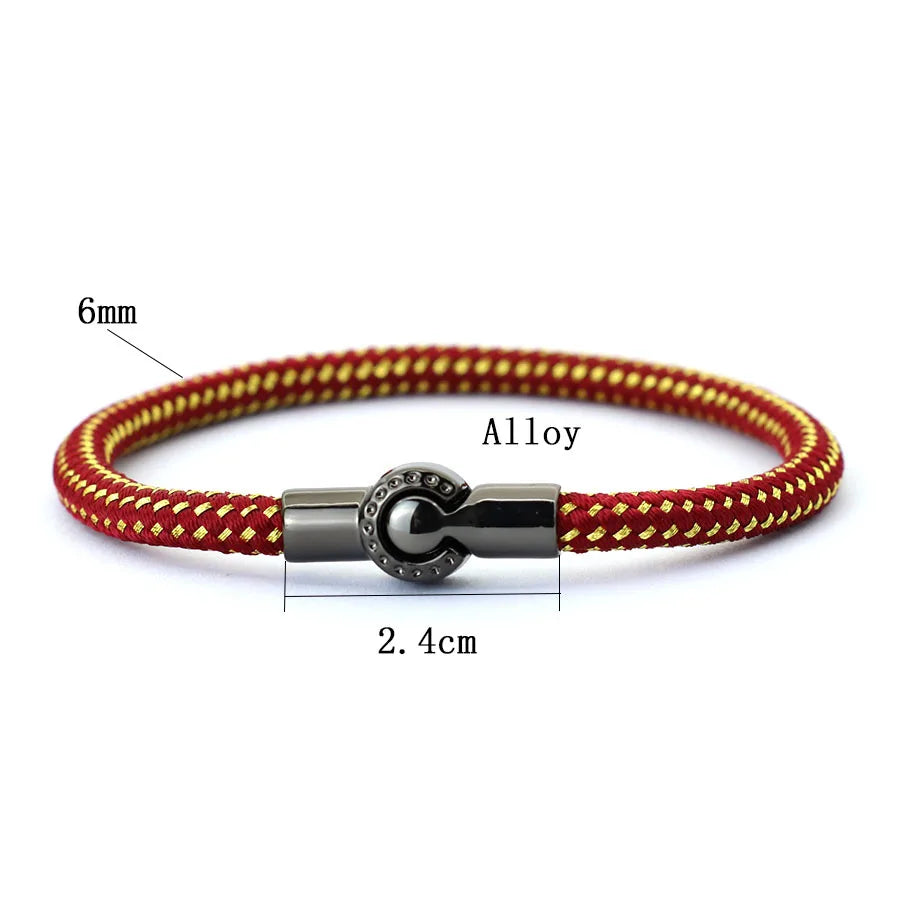 Sporty Rope Black Magnet Buckle Bracelet