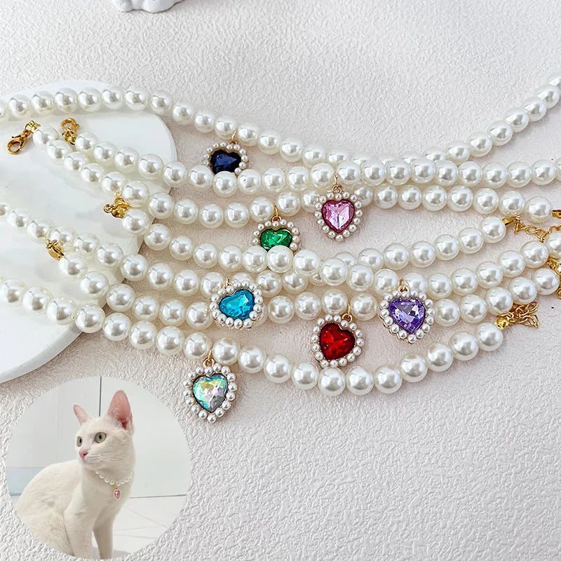 Pet Pearl Rhinestones Luxury Collar