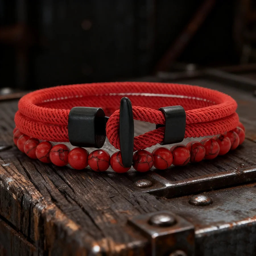 Heart & Soul Nautical Wrap Rope Bead Bracelet