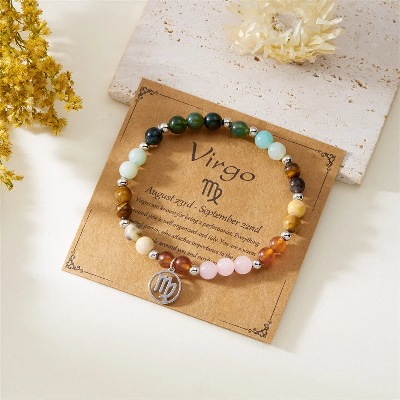Colorful 12 Constellation Natural Stone Beaded Bracelets
