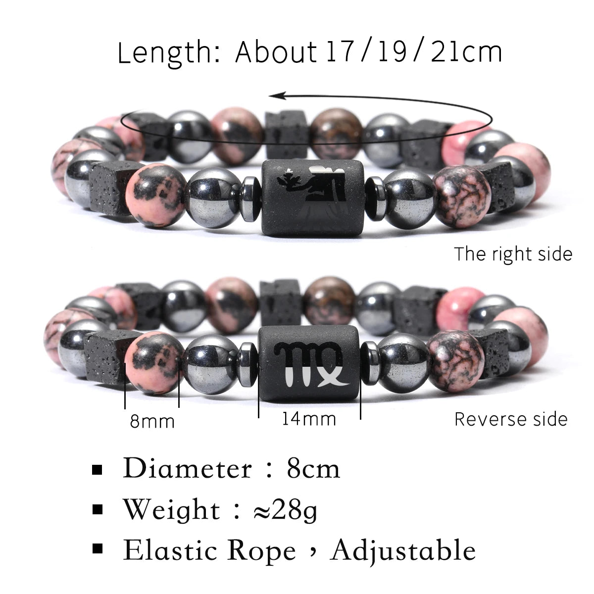 Obsidian Natural Stone 12 Zodiac Signs Bracelets