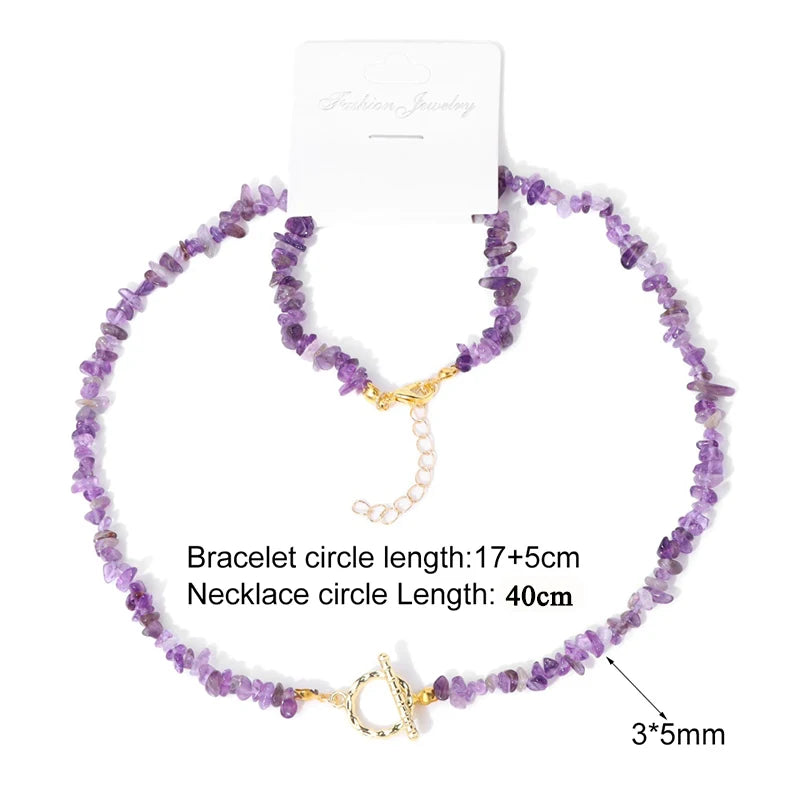 Gravel Gem Crystal Necklaces Bracelet Set