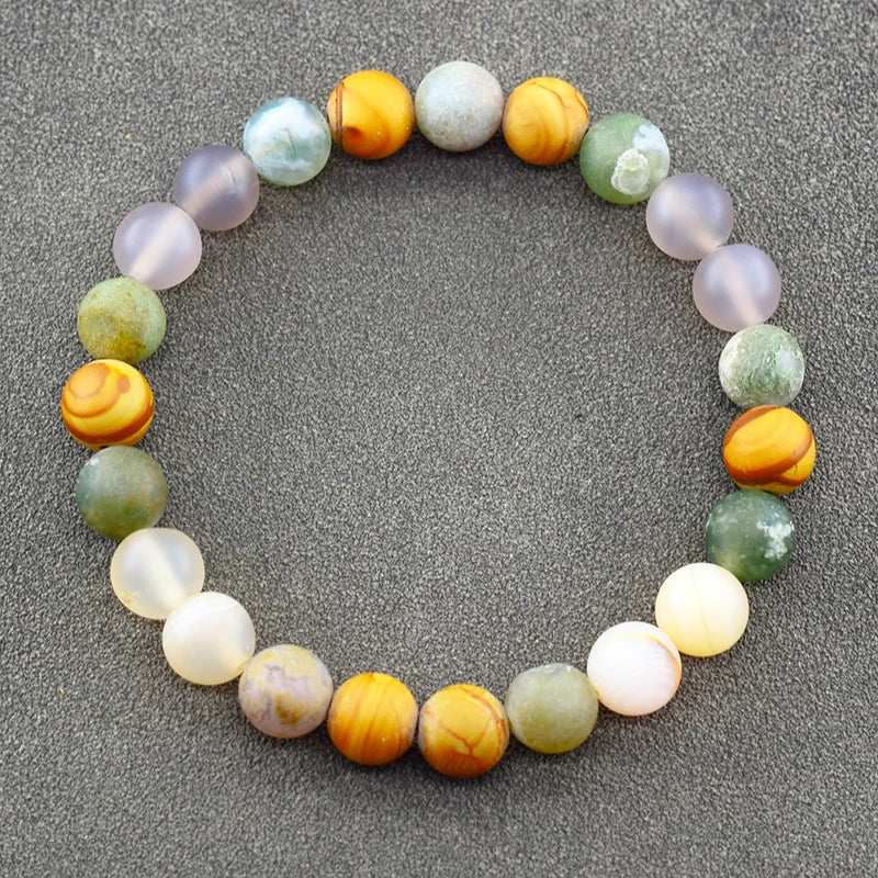 Frost Agate Bracelet Natural Colorful Stone Beads Bracelets