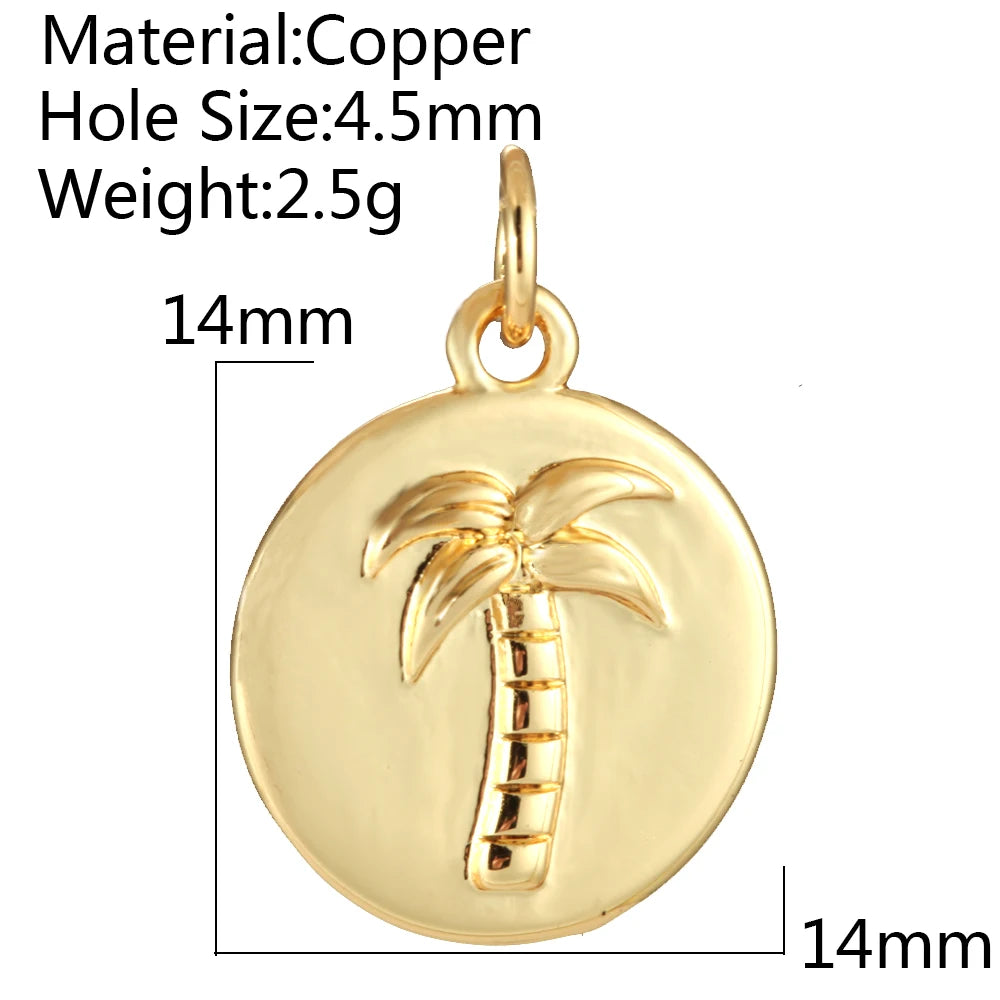 Cute Animals Plants Gold Bracelet Charm Pendants