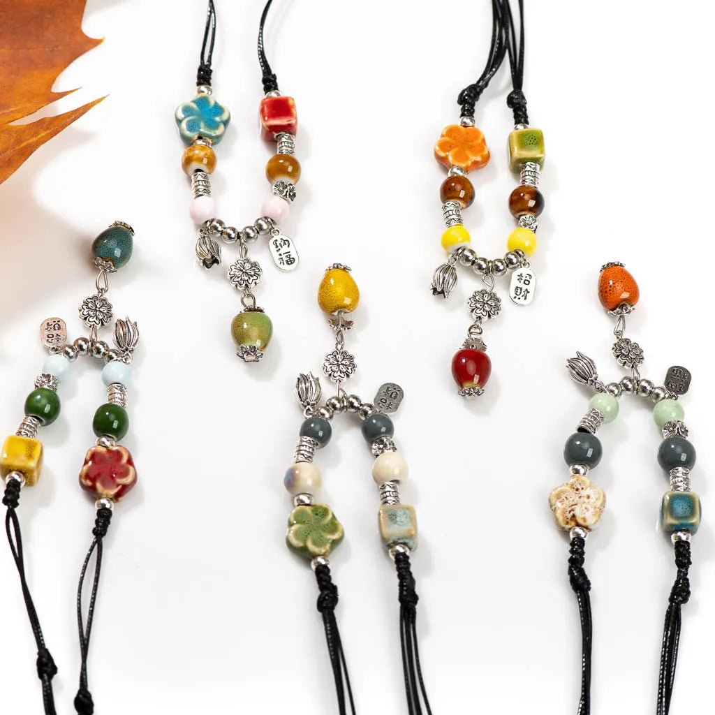 Gorgeous Ceramic Vintage Beads Necklace