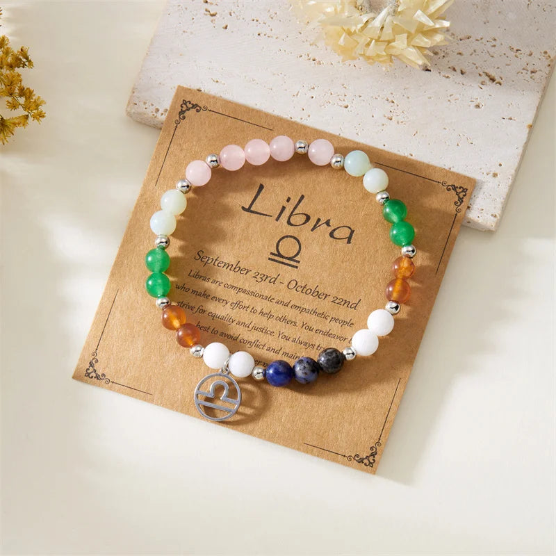 Colorful 12 Constellation Natural Stone Beaded Bracelets