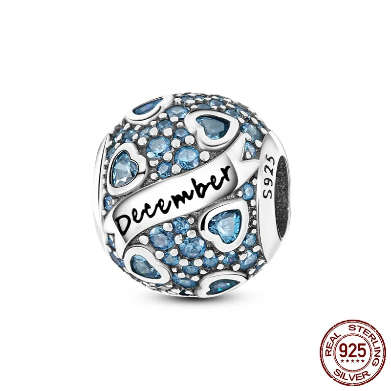 Zodiac Constellation Months Round Birthstone Charm Beads