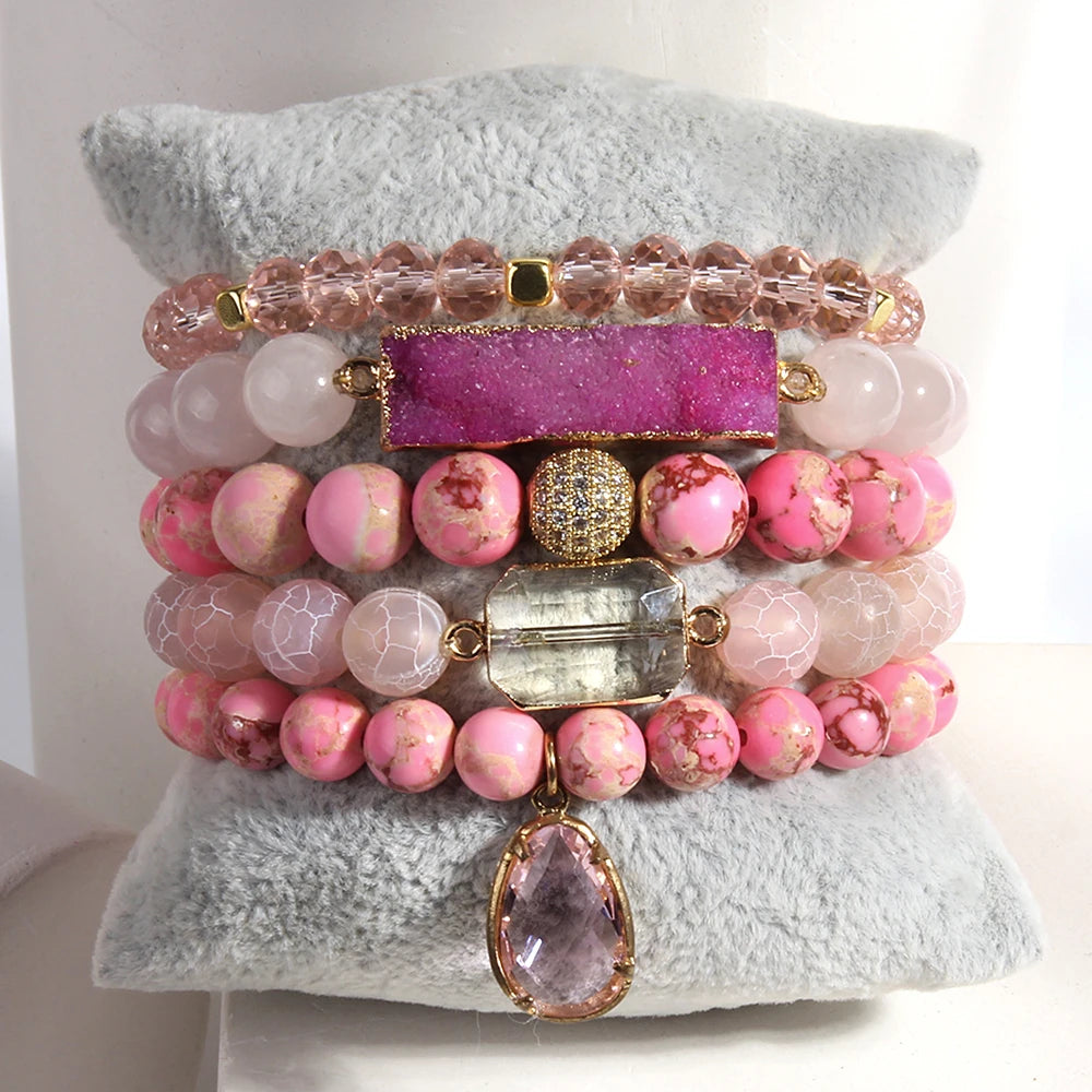 Crystal Glass Druzy Bracelet Dorp Charms Bracelets Sets