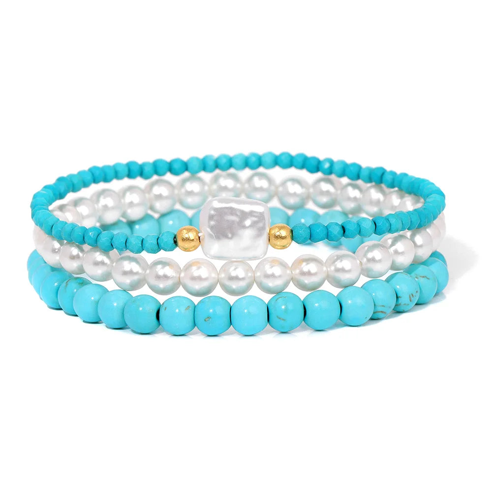 New Blue Turquoises Stone Charm Series Bracelets