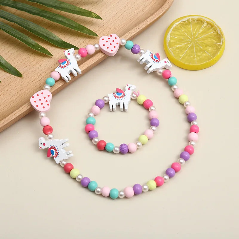 Cute Cartoon Pattern Necklace Bracelet Sets