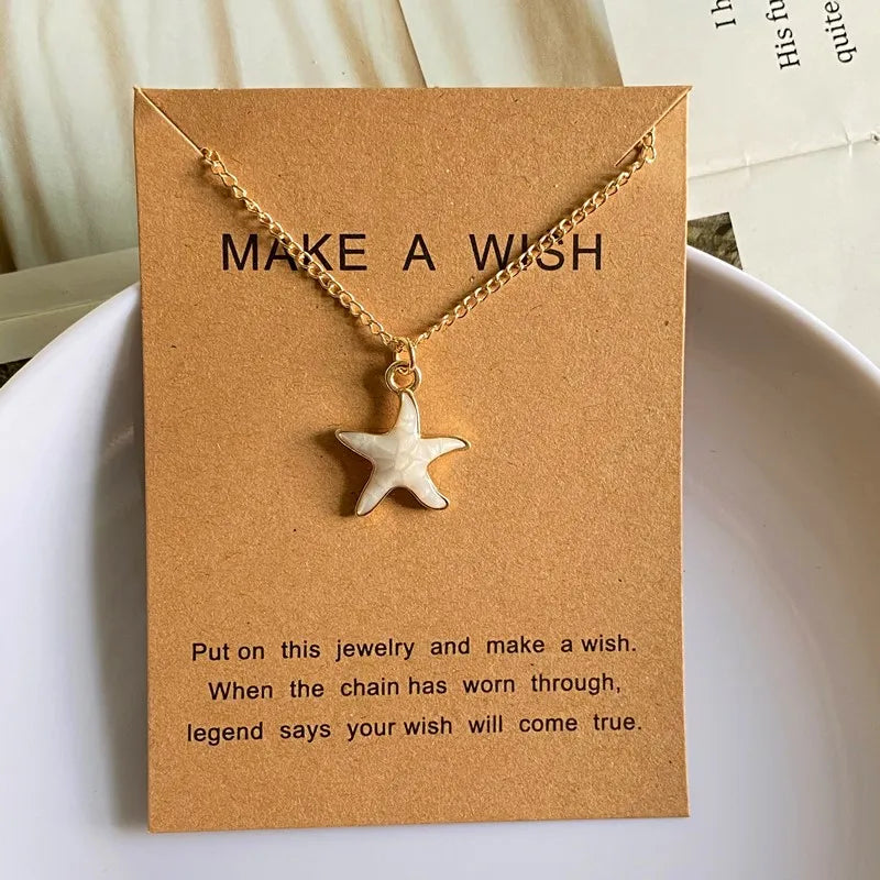 Gold Starfish "Make A Wish" Necklace