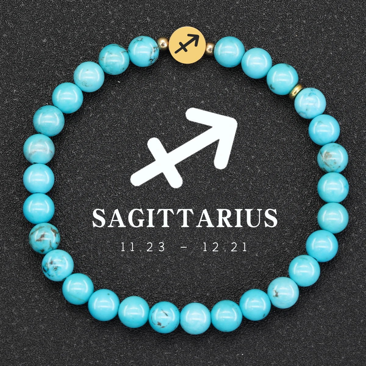 Natural Stone Blue Turquoise 12 Zodiac Bracelets