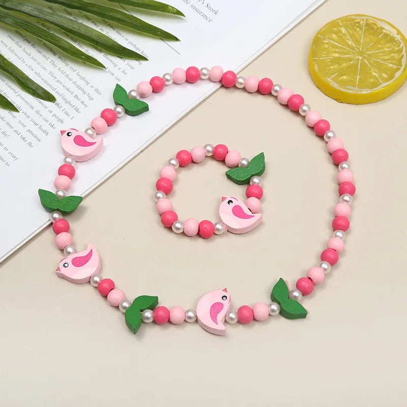 Cute Cartoon Pattern Necklace Bracelet Sets