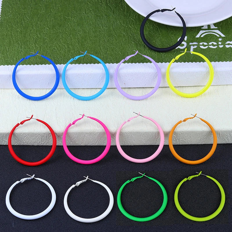 Round Colorful Neon Hoop Earrings