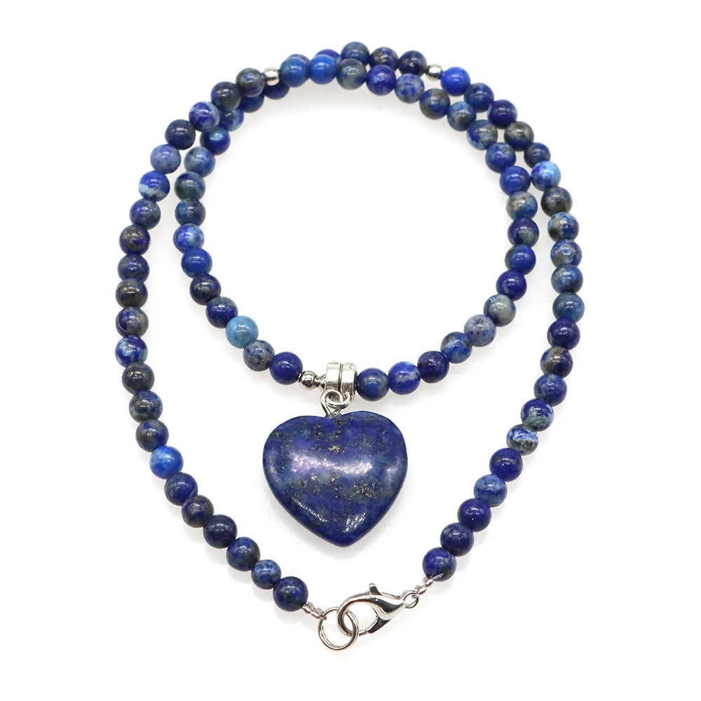 Heart Shaped Crystal Stone Pendants Necklaces