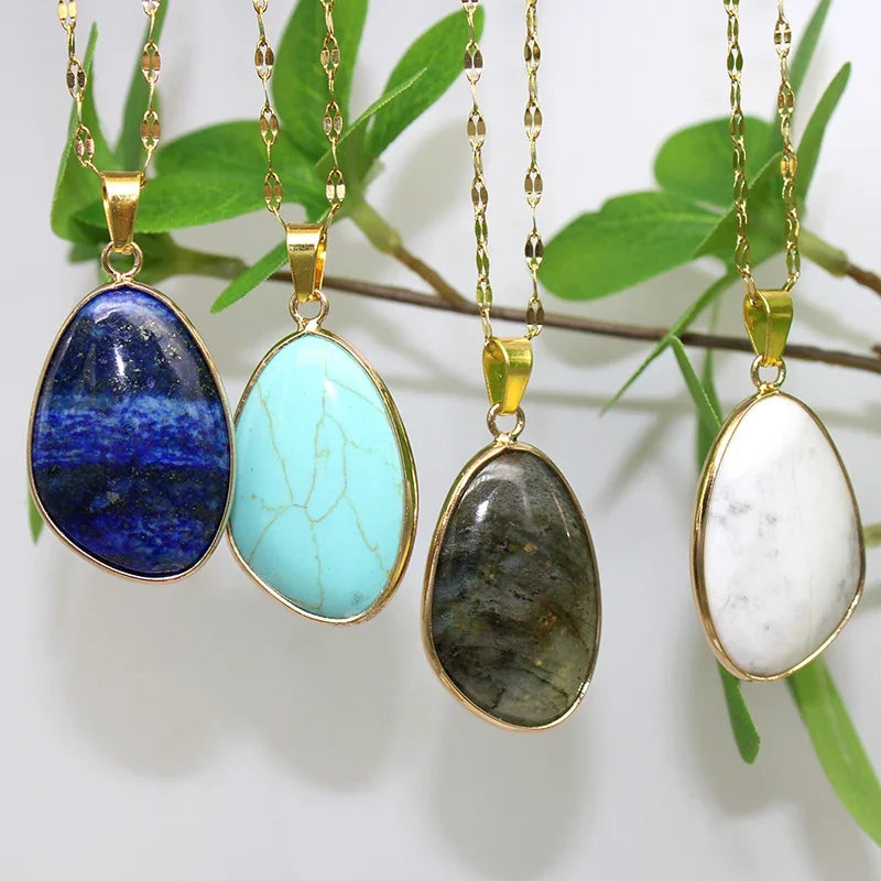 Gold Crystal Water Drop Pendant Necklace