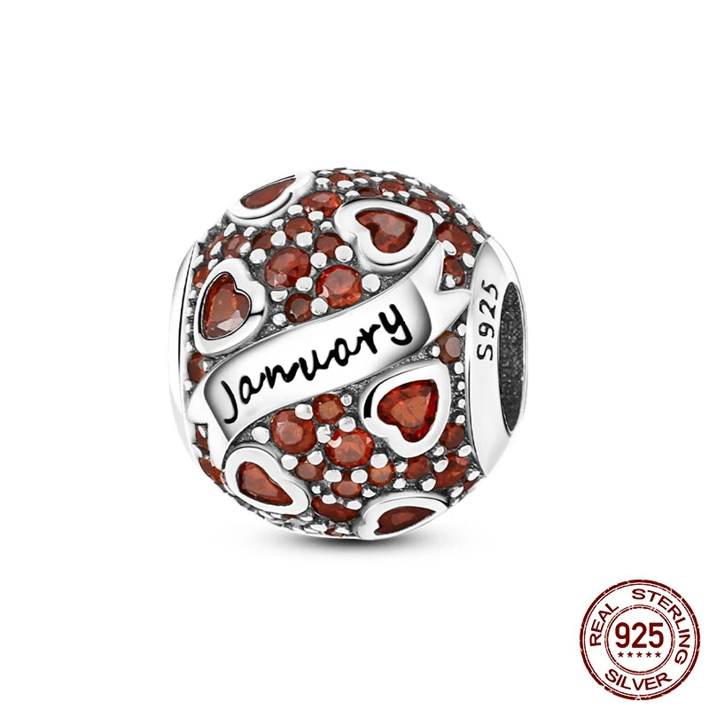 Zodiac Constellation Months Round Birthstone Charm Beads