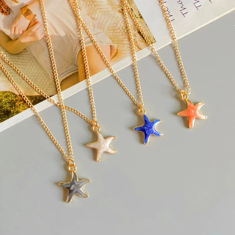 Gold Starfish "Make A Wish" Necklace
