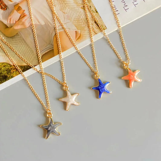 Gold Starfish "Make A Wish" Necklace