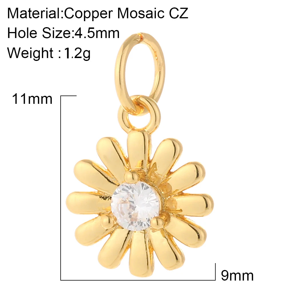 Cute Animals Plants Gold Bracelet Charm Pendants