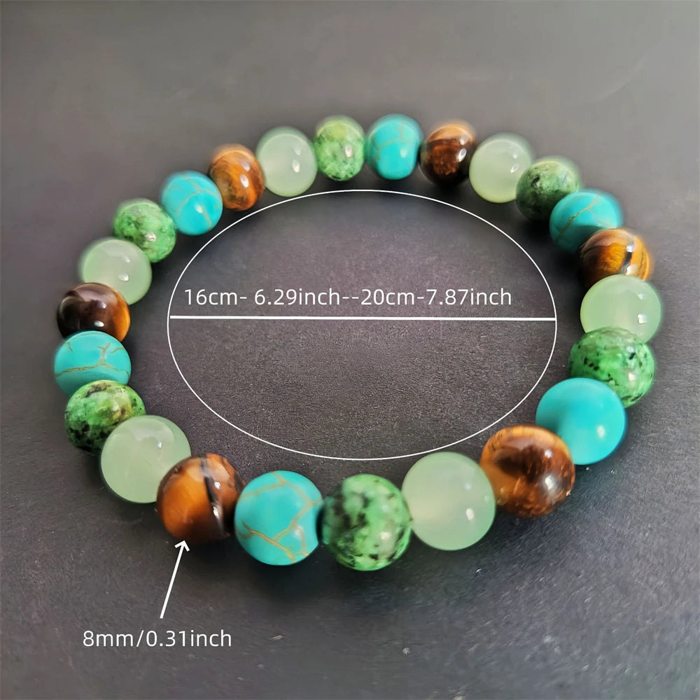 Natural Turquoise Tiger Eye Beaded Bracelet