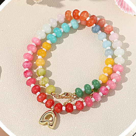 Passion Fruit Colorful Initial Natural Stone Necklaces