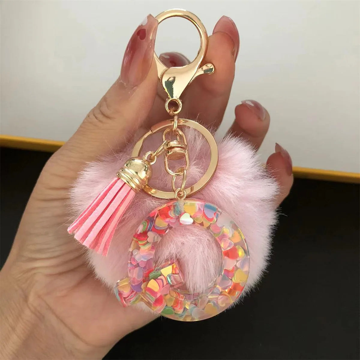 Pretty Pink Initials Alphabet Keychain Pendant