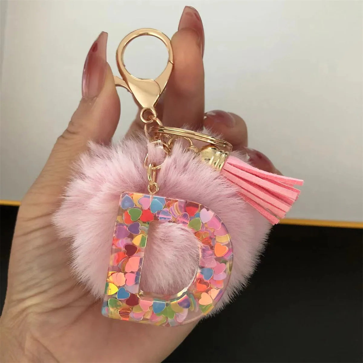Pretty Pink Initials Alphabet Keychain Pendant