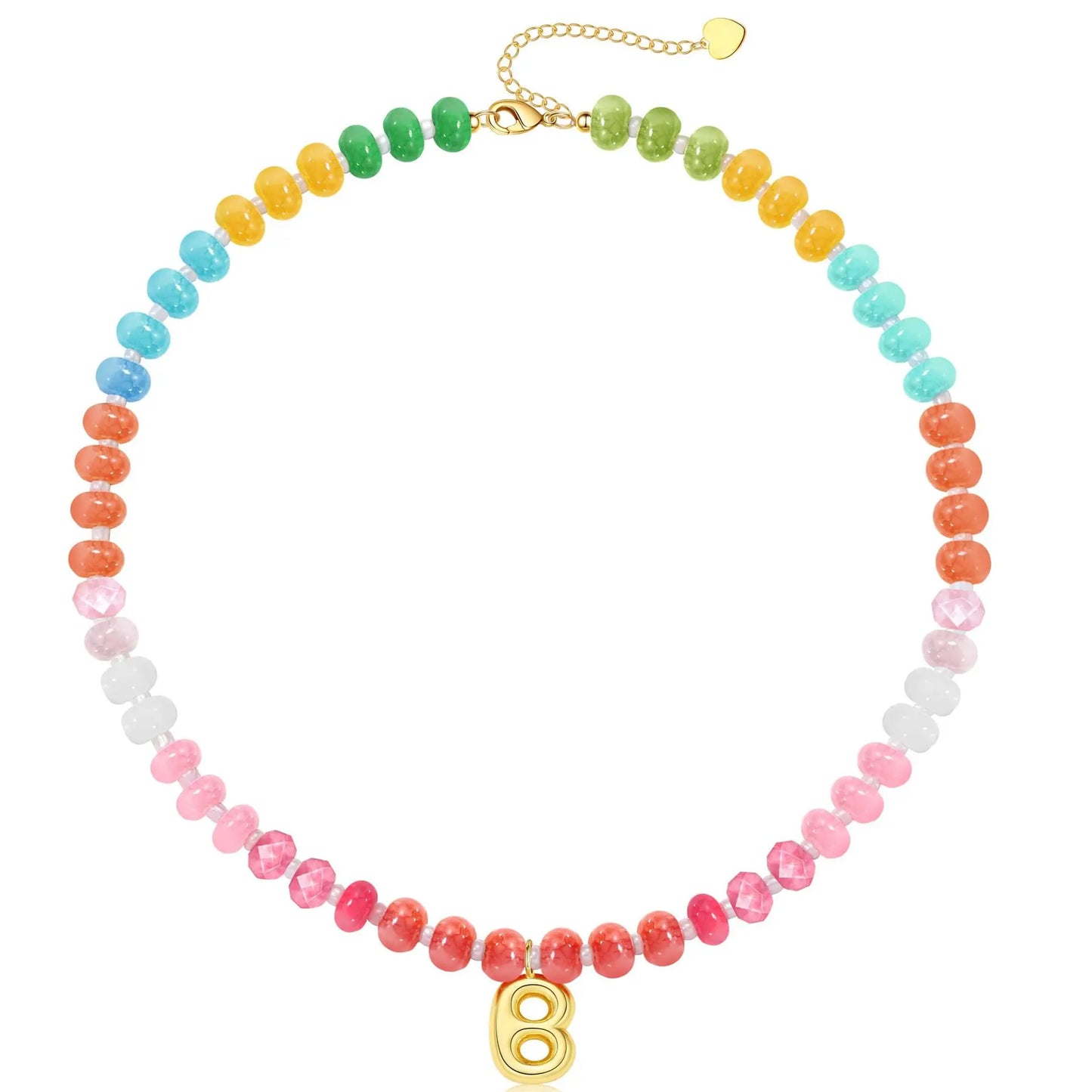 Passion Fruit Colorful Initial Natural Stone Necklaces