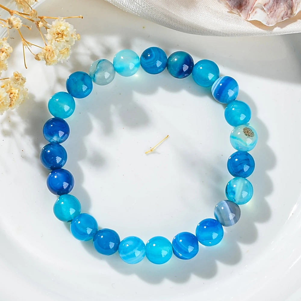 Serene Calming Blue Agate Crystal Bracelet